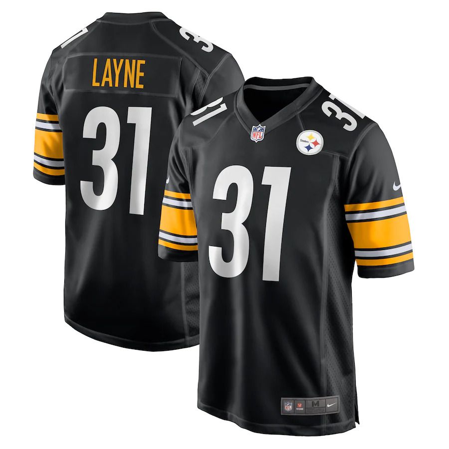 Men Pittsburgh Steelers #31 Justin Layne Nike Black Game NFL Jersey